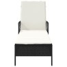 Chaise Longue Noir et crème PE Rattan 157 x 55 x 92 cm 