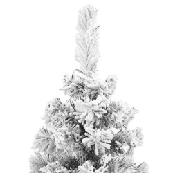 Arbre de Noël slim 300 LEDs & neige floquée verte 240 cm 
