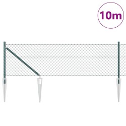 Jeu de Poteaux de Clôture Vert 0.8 x 10 m Acier galvanisé 