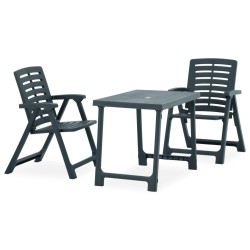 Ensemble de bistro pliable 3 pcs Plastique Vert 
