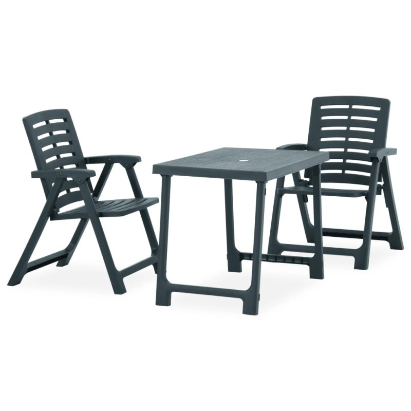 Ensemble de bistro pliable 3 pcs Plastique Vert 