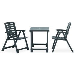 Ensemble de bistro pliable 3 pcs Plastique Vert 