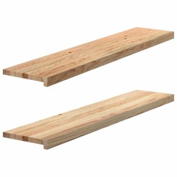 Marches d'escalier 2 pcs non traité bois de chêne massif 