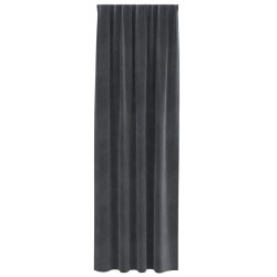 Rideaux occultants avec bandeau supérieur 2 pcs en velours gris clair 