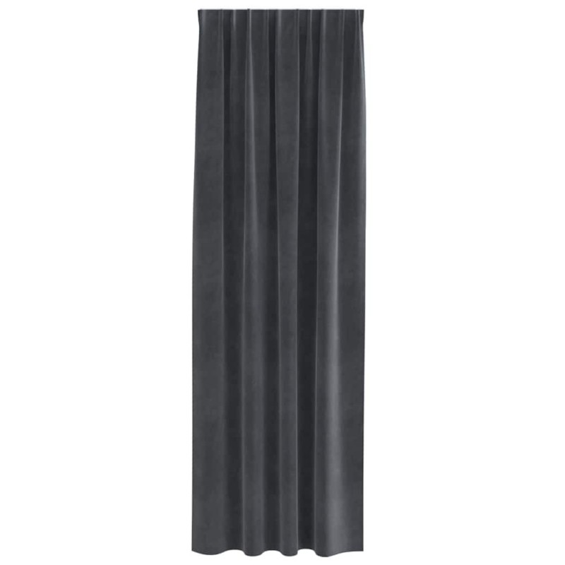 Rideaux occultants avec bandeau supérieur 2 pcs en velours gris clair 