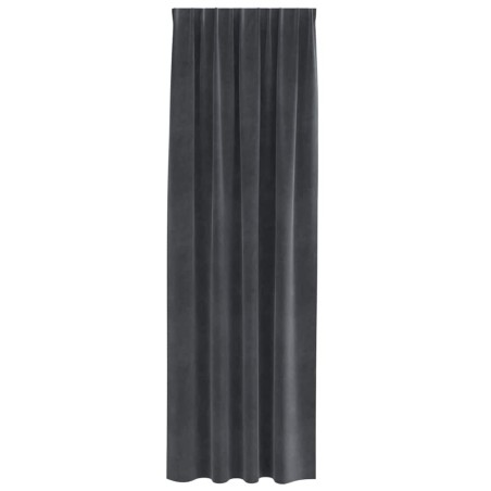 Rideaux occultants avec bandeau supérieur 2 pcs en velours gris clair 