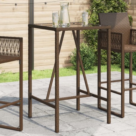 Table de bar d’extérieur marron 70x70x110 cm résine tressée 