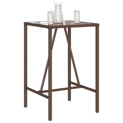 Table de bar d’extérieur marron 70x70x110 cm résine tressée 