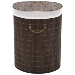 Panier à linge ovale Bambou Marron foncé 