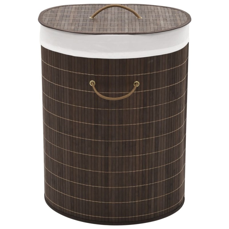 Panier à linge ovale Bambou Marron foncé 