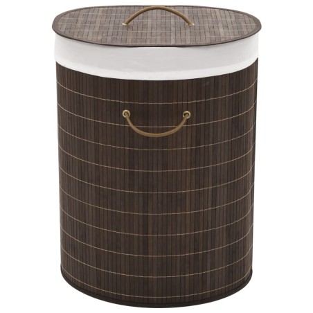 Panier à linge ovale Bambou Marron foncé 