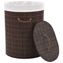 Panier à linge ovale Bambou Marron foncé 