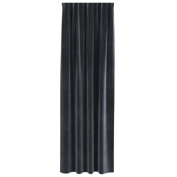Rideaux occultants avec bande supérieure 2 pcs en velours gris foncé 