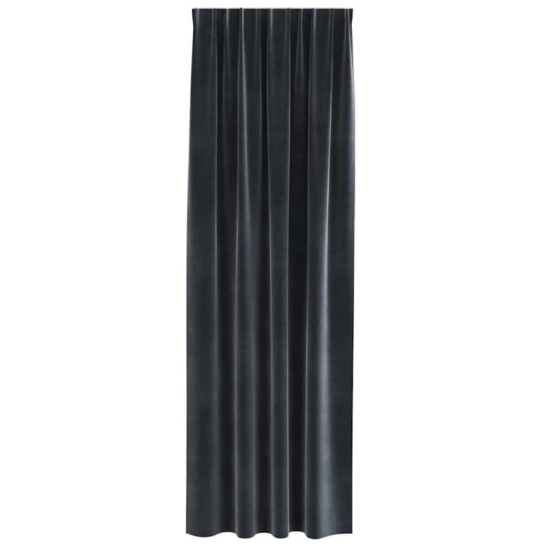 Rideaux occultants avec bande supérieure 2 pcs en velours gris foncé 