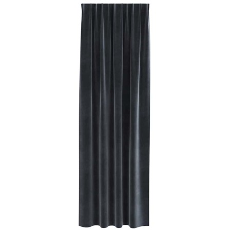 Rideaux occultants avec bande supérieure 2 pcs en velours gris foncé 