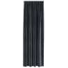 Rideaux occultants avec bande supérieure 2 pcs en velours gris foncé 