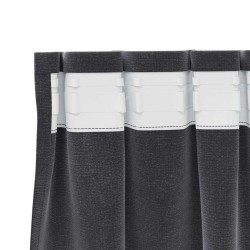 Rideaux occultants avec bande supérieure 2 pcs en velours gris foncé 