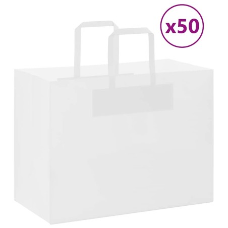 Sacs en papier 50 pcs avec poignées blanc 32x17x25 cm 