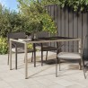 Table de jardin 150x90x75 cm Verre trempé/résine tressée Beige 