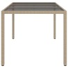 Table de jardin 150x90x75 cm Verre trempé/résine tressée Beige 