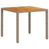 Table de jardin beige 90x90x75 cm résine tressée et bois acacia 