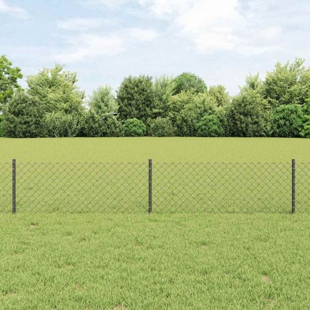 Clôture en treillis avec 22 poteaux en U Gris 0.4x25 m Acier 