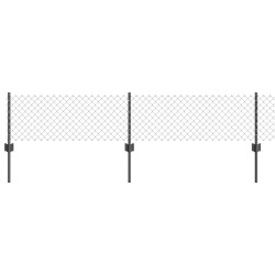 Clôture en treillis avec 22 poteaux en U Gris 0.4x25 m Acier 