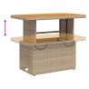 Table de jardin beige 90x55x71 cm résine tressée et bois acacia 