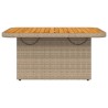 Table de jardin beige 90x55x71 cm résine tressée et bois acacia 