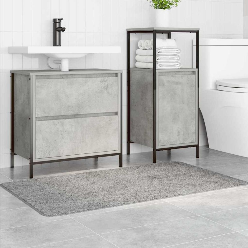 Tapis de bain rectangulaire gris 70x120 cm en polypropylène antidérapant 