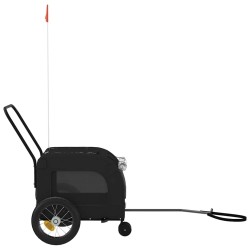 Remorque à vélo pour animaux , en tissu Oxford noir et fer. 