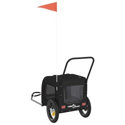 Remorque à vélo pour animaux , en tissu Oxford noir et fer. 
