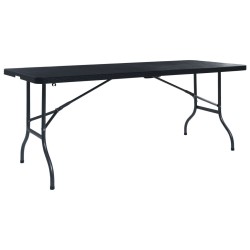 Table pliable de jardin Noir 180x75x72 cm PEHD Imitation rotin 