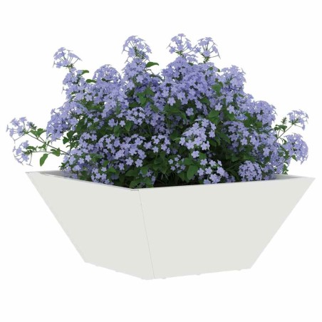 Bol de jardin , pot blanc 35x35x15 cm en acier. 