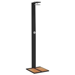 Douche d'extérieur noir 50x55x224 cm résine tressée bois acacia 