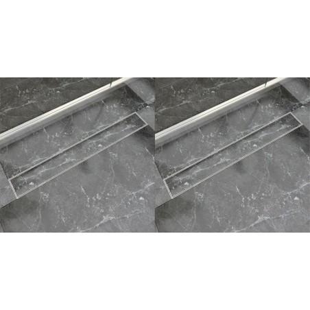 Drain de douche linéaire 2 pc 830 x 140 mm Acier inoxydable 