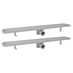 Drain de douche linéaire 2 pc 830 x 140 mm Acier inoxydable 