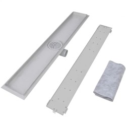 Drain de douche linéaire 2 pc 830 x 140 mm Acier inoxydable 