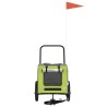 Remorque de vélo pour animaux en vert et gris, en tissu Oxford et en fer 