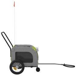 Remorque de vélo pour animaux en vert et gris, en tissu Oxford et en fer 