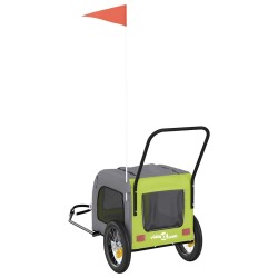 Remorque de vélo pour animaux en vert et gris, en tissu Oxford et en fer 
