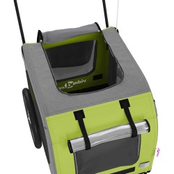 Remorque de vélo pour animaux en vert et gris, en tissu Oxford et en fer 