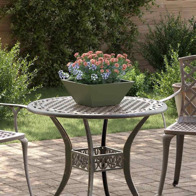 Jardinière Bol de Jardin Verte Olive 35x35x15 cm en Acier 