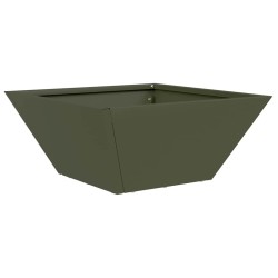 Jardinière Bol de Jardin Verte Olive 35x35x15 cm en Acier 