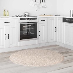 Tapis Shaggy avec support en latex Crème ø120 cm 