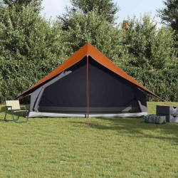 Tente Familiale A-Frame 7 personnes, grise et orange, imperméable. 