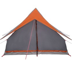 Tente Familiale A-Frame 7 personnes, grise et orange, imperméable. 