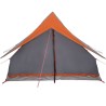 Tente Familiale A-Frame 7 personnes, grise et orange, imperméable. 