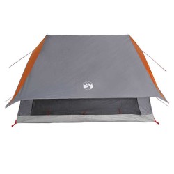 Tente Familiale A-Frame 7 personnes, grise et orange, imperméable. 