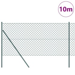 Jeu de Poteaux de Clôture Vert 1.5 x 10 m Acier galvanisé 